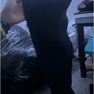 smooth material knee high black boots